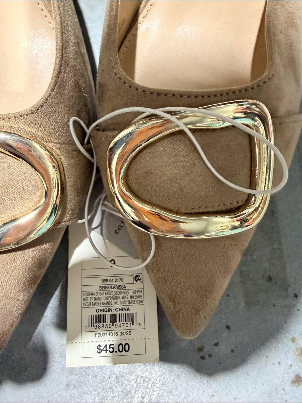 a new day™ Women's Taupe Suede Pointed Mule with Gold Buckle and kitten heel - Picture 5 of 6